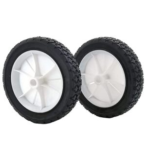 OTDSPARES 10-Inch Rubber Tire Plastic Wheel Replaces Oreg on 72-110 Hand Trucks Utility Carts 10x175 Wheel, 1/2-Inch Bore Offset Axle, White 2 Pack