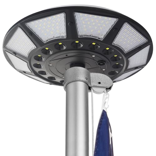 Flag Pole Light Solar Powered, 100% Flag Coverage 266 LEDs, 4200lm Brightest Flagpole Light, Up to 12 Hrs, for Most 15 to 25 Ft Flag Poles, 0.55" Wide Flag Ornament Spindles