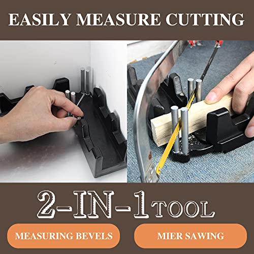 moonoom 2-in-1 Mitre Measuring Cutting Tool, Miter Saw Protractor Tool, Precise Mitre Angles Cutting Tool, Measuring Template Instrument Home Supplies