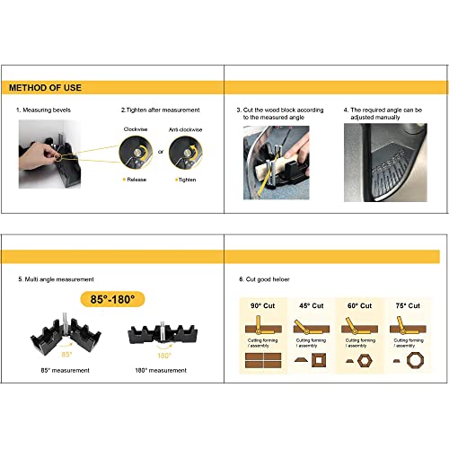 moonoom 2-in-1 Mitre Measuring Cutting Tool, Miter Saw Protractor Tool, Precise Mitre Angles Cutting Tool, Measuring Template Instrument Home Supplies