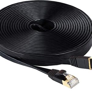 LEKVKM Cat 6 Ethernet Cable 50 ft High Speed RJ45 Internet Cable for Outdoor & Indoor Support CAT6 Network Solid Slim Flat Black Computer LAN for PC