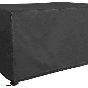 Fire Pit Cover Waterproof Deck Box Covers - Heavy Duty 600D Fire Table Cover Rectangle Patio Outdoor Furniture Cover 44×28 inch, Black