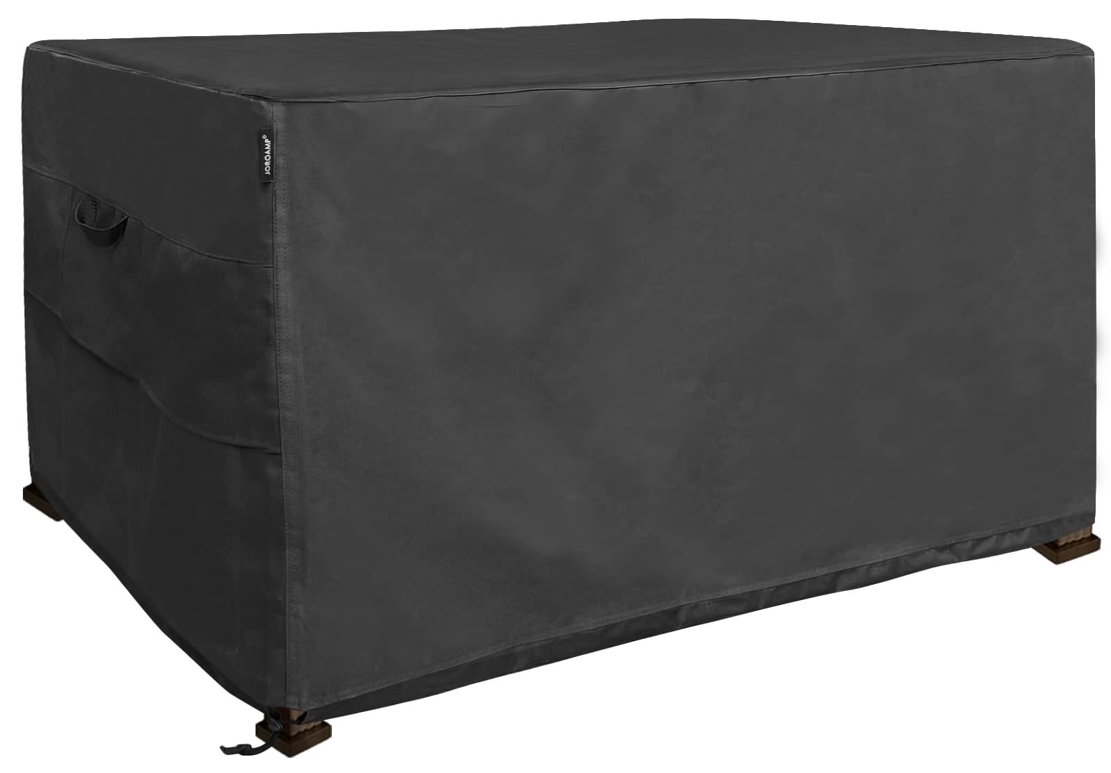 Fire Pit Cover Waterproof Deck Box Covers - Heavy Duty 600D Fire Table Cover Rectangle Patio Outdoor Furniture Cover 44×28 inch, Black