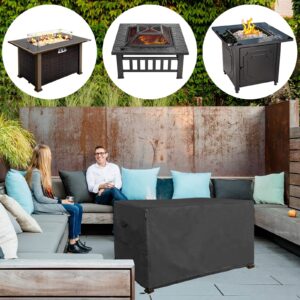 Fire Pit Cover Waterproof Deck Box Covers - Heavy Duty 600D Fire Table Cover Rectangle Patio Outdoor Furniture Cover 44×28 inch, Black