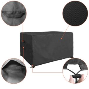 Fire Pit Cover Waterproof Deck Box Covers - Heavy Duty 600D Fire Table Cover Rectangle Patio Outdoor Furniture Cover 44×28 inch, Black