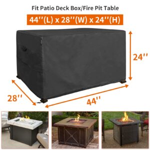 Fire Pit Cover Waterproof Deck Box Covers - Heavy Duty 600D Fire Table Cover Rectangle Patio Outdoor Furniture Cover 44×28 inch, Black