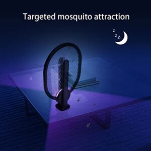 2 in 1 Electric Fly Swatter, Bug Zapper, Handshold & Hands-Free Mosquito Zapper Zapper Indoor & Outdoor, Safe to Touch with 3-Layer Mesh, Pest Control,with USB Charging Cable, Black