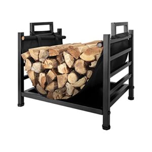 beeyeo 17 inch firewood rack wood storage holder outdoor, fireplace rack log holder indoor outdoor with canvas