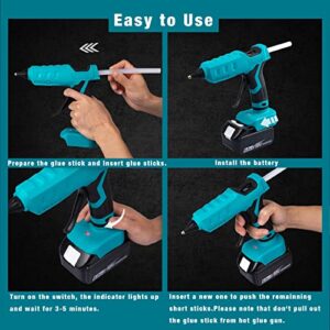 MORCLIN 100W Cordless Hot Glue Gun Compatible with Makita 18V Battery with 20 FullSized Glue Sticks For Festival Decoration & Crafting Projects Chirstmas Gift (Battery is not included)