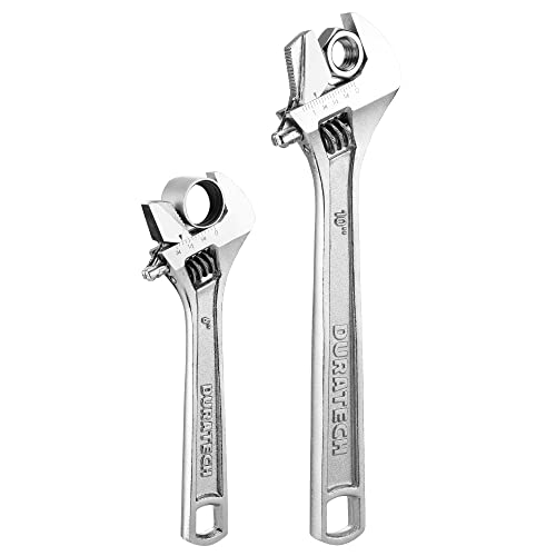 DURATECH Reversible Jaw Adjustable Wrench, Pipe Wrench Set, SAE and Metric Scale Marked, 2 Pack, 6 Inch&10 Inch