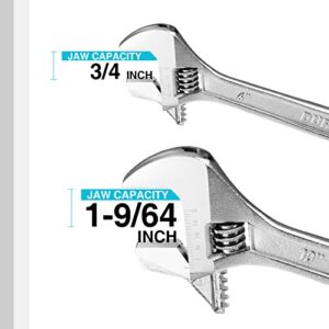 DURATECH Reversible Jaw Adjustable Wrench, Pipe Wrench Set, SAE and Metric Scale Marked, 2 Pack, 6 Inch&10 Inch