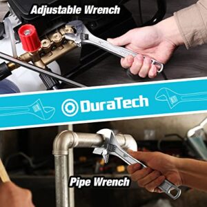 DURATECH Reversible Jaw Adjustable Wrench, Pipe Wrench Set, SAE and Metric Scale Marked, 2 Pack, 6 Inch&10 Inch