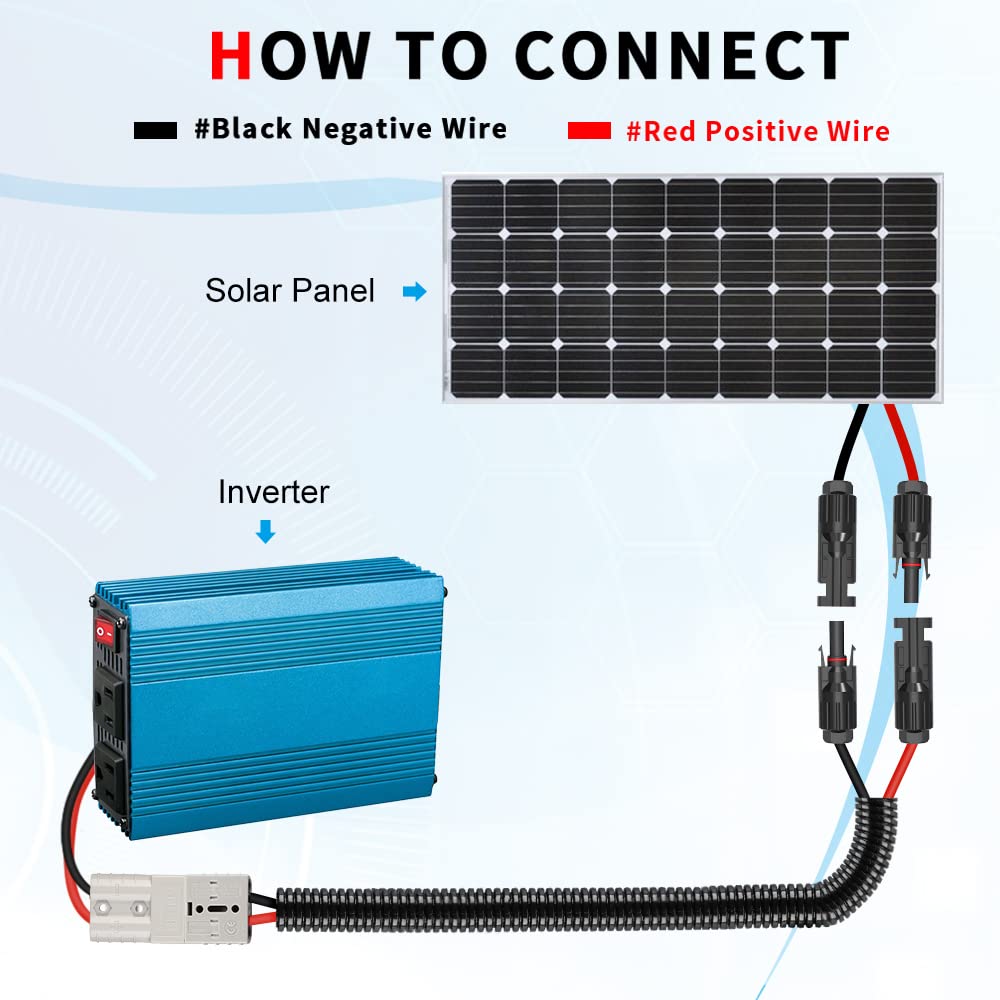 ELECTOP 10AWG Solar Panel Connector Cable, Compatible with Solar Connecter and 50A/600V Ads Port Adapter Solar Connector Cable for Solar Generator Inverter Battery Pack Charger Kit