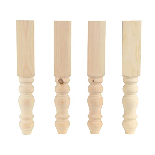 CAROLINA LEG CO. Chunky Farmhouse End Table Legs - Unfinished - DIY Furniture - Turned Legs - Set of 4 - Dimensions: 3.5" x 23"