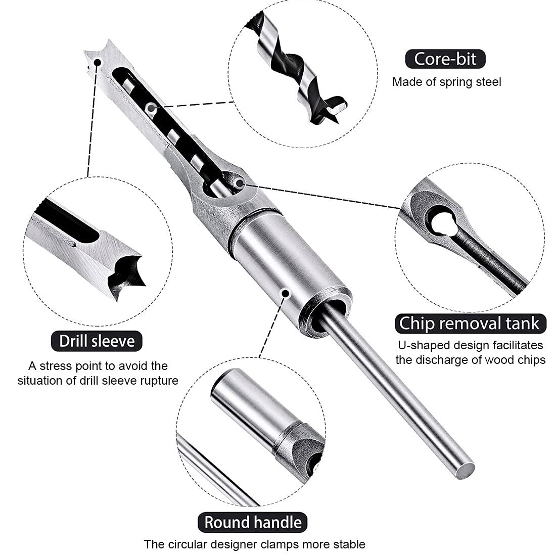 Drill Bit HSS High-Speed Twist Drill Bits Sets Tools Woodworking Tools Mortising Chisel Wood Square Drill Bit Drilling Holes Drill Bit Set (Hole Diameter : 16mm)