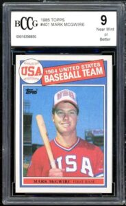 1985 topps #401 mark mcgwire rookie card bgs bccg 9 near mint+
