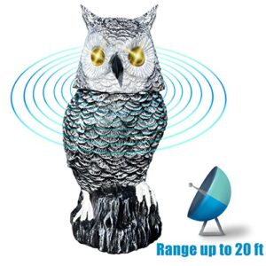 Ugold Solar Powered Snow Owl with Glowing Eyes, Rotatable Head, Realistic Hoots, Detection and Silent Mode, Garden Sculpture, Decoration for Home, Garden, Patio and Lawn