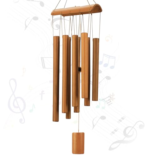 VIREKM Wind Chimes for Outside, Sympathy Wind Chimes Bamboo Windchimes Outdoors with Natural Sounds, Gifts for Mom, Indoor Outdoor Decorations for Patio Porch Garden and Backyard