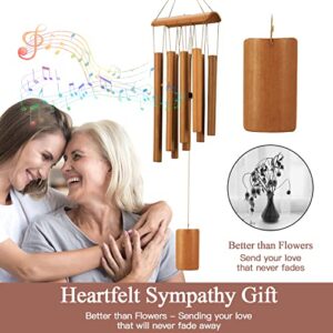 VIREKM Wind Chimes for Outside, Sympathy Wind Chimes Bamboo Windchimes Outdoors with Natural Sounds, Gifts for Mom, Indoor Outdoor Decorations for Patio Porch Garden and Backyard