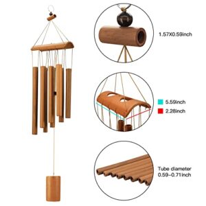 VIREKM Wind Chimes for Outside, Sympathy Wind Chimes Bamboo Windchimes Outdoors with Natural Sounds, Gifts for Mom, Indoor Outdoor Decorations for Patio Porch Garden and Backyard