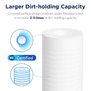 Membrane Solutions 5 Micron String Wound & 5 Micron Grooved Sediment Water Filter 10 Inch Inchx2.5 Inch Inch, Whole House Water Filters Universal Replacement Filter Cartridge for Well Water by Membrane Solutions