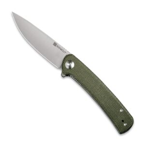 sencut neches folding pocket knife for men, 3.2" 10cr15como blade green micarta handle sa09c