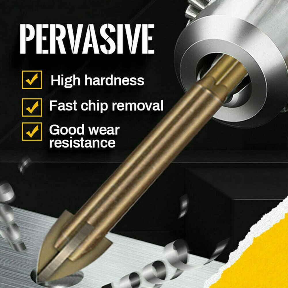 JINYI Efficient Universal Drilling Tool,Multi-Function Triangle Cross Alloy Drill Bit Tip Tools,Titanium Combination Drill Tap Bits Set,Metal, Wood (Black)