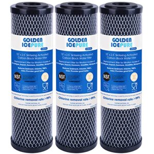 golden icepure 1 micron 2.5" x 10" whole house cto carbon sediment water filter compatible with dupont wfpfc8002, wfpfc9001, fxwtc, culligan p5-d, whcf-whwc, d-10a, dwc30001, scwh-5, 3pack