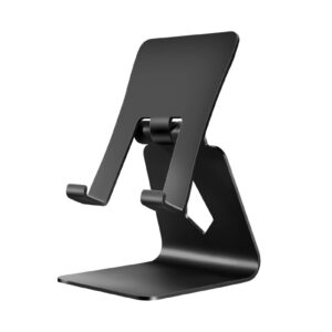 desktop phone stand, aluminum alloy single folding desktop stand mobile phone/tablet universal lazy stand/live stand, compatible with all smartphones, tablets black