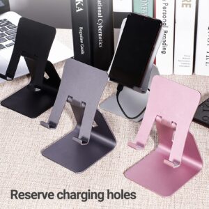 Desktop Phone Stand, Aluminum Alloy Single Folding Desktop Stand Mobile Phone/Tablet Universal Lazy Stand/Live Stand, Compatible with All Smartphones, Tablets Black