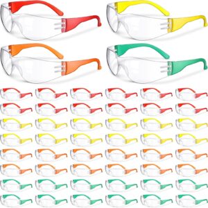 weewooday 48 packs kids safety glasses scratch impact resistant safety goggles child protective eyewear goggles with lenses(orange, yellow, green, red)