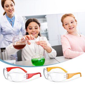 Weewooday 48 Packs Kids Safety Glasses Scratch Impact Resistant Safety Goggles Child Protective Eyewear Goggles with Lenses(Orange, Yellow, Green, Red)