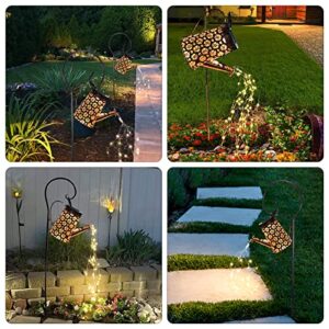 Solar Lights Outdoor Waterproof, Solar Watering Can Lights Garden Decor, Retro Metal Hanging Solar Lantern with String Lights, Outdoor Decorations for Patio Porch Lawn Driveway Yards Backyard Pathway