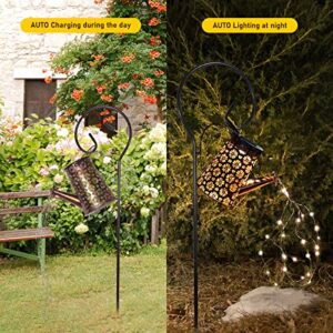 Solar Lights Outdoor Waterproof, Solar Watering Can Lights Garden Decor, Retro Metal Hanging Solar Lantern with String Lights, Outdoor Decorations for Patio Porch Lawn Driveway Yards Backyard Pathway