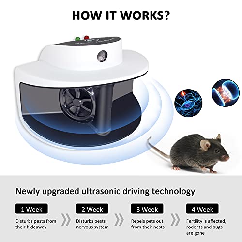 Diaotec Squirrel Repeller Ultrasonic Repellent Plug in Mouse Rodent Deterrent with 4 Modes for Rats Squirrel Mosquito Spider Mites Bugs Cockroach-Safe for Pet