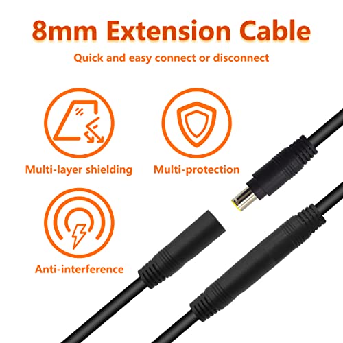 Billion wealth 20Feet 16AWG DC 8mm Male to Female Plug Extension Cable Perfectly Compatible with Solar Generator Portable Power Station and Solar Panel