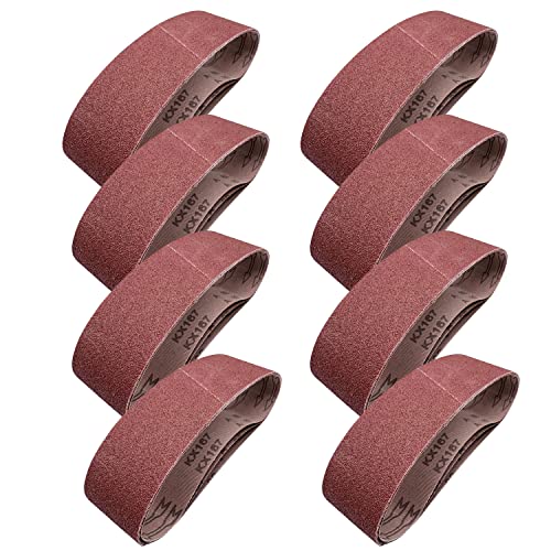 18 PCS 2-1/2 X 16 Inch Aluminum Oxide Sanding Belts for 2.5x16in Belt Sander Woodworking (80 Grit)