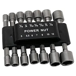 apalie 14pcs hex power nuts driver drill bit tools set,1/4 inch hex shank socket adapter, metric screw socket wrench set