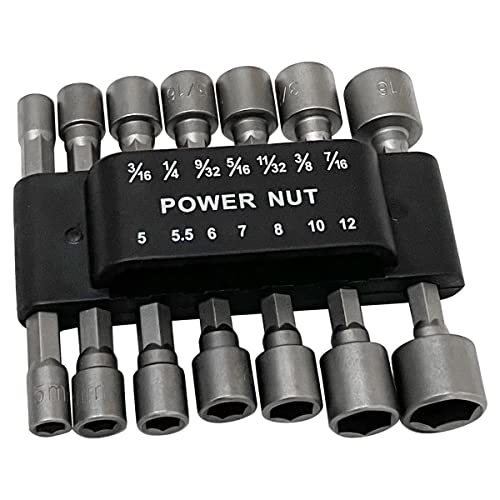 Apalie 14Pcs Hex Power Nuts Driver Drill Bit Tools Set,1/4 Inch Hex Shank Socket Adapter, Metric Screw Socket Wrench Set