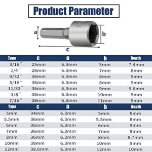 Apalie 14Pcs Hex Power Nuts Driver Drill Bit Tools Set,1/4 Inch Hex Shank Socket Adapter, Metric Screw Socket Wrench Set