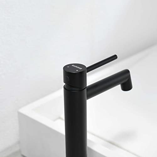 DICOYA Matte Black Vessel Sink Faucet, Single Handle Tall Basin Faucet for Sink Above Counter, Modern Countertop Bathroom Design, 304 Stainless Steel, One Hole