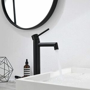 DICOYA Matte Black Vessel Sink Faucet, Single Handle Tall Basin Faucet for Sink Above Counter, Modern Countertop Bathroom Design, 304 Stainless Steel, One Hole