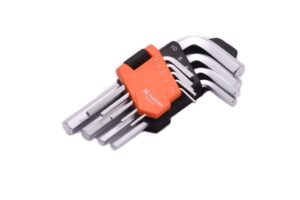 edward tools pro 9 piece short hex allen wrench set - metric 10mm - 1.5mm - harden crv steel - optimum strength steel - organizer tool clip for quick access to size