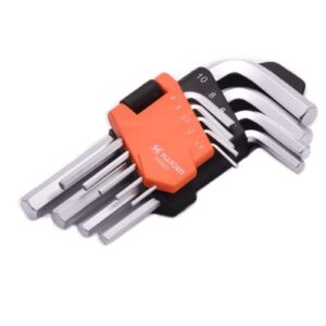 Edward Tools Pro 9 Piece Short Hex Allen Wrench Set - Metric 10mm - 1.5mm - Harden CRV Steel - Optimum Strength Steel - Organizer Tool Clip for Quick Access to Size