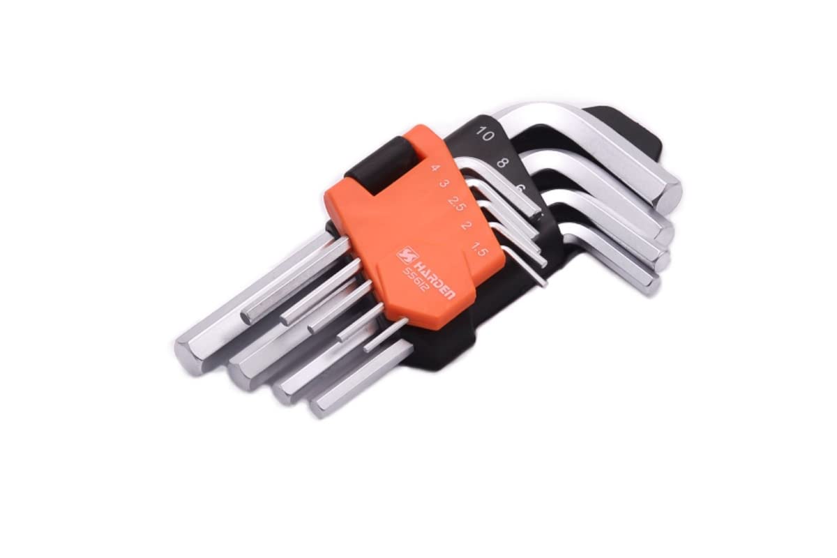 Edward Tools Pro 9 Piece Short Hex Allen Wrench Set - Metric 10mm - 1.5mm - Harden CRV Steel - Optimum Strength Steel - Organizer Tool Clip for Quick Access to Size