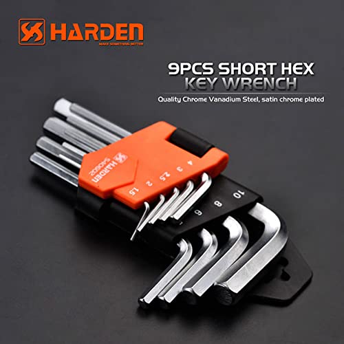 Edward Tools Pro 9 Piece Short Hex Allen Wrench Set - Metric 10mm - 1.5mm - Harden CRV Steel - Optimum Strength Steel - Organizer Tool Clip for Quick Access to Size