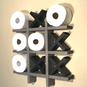 Tic Tac Toe Toilet Paper holder- COMPACT DESIGN - Handmade- No Assembly Required