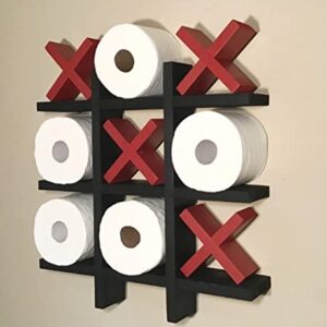 Tic Tac Toe Toilet Paper holder- COMPACT DESIGN - Handmade- No Assembly Required