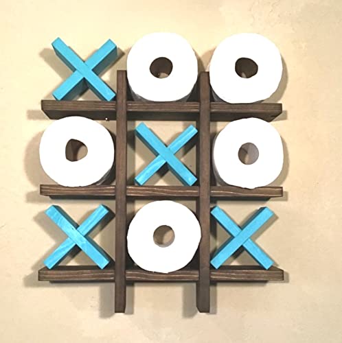 Tic Tac Toe Toilet Paper holder- COMPACT DESIGN - Handmade- No Assembly Required