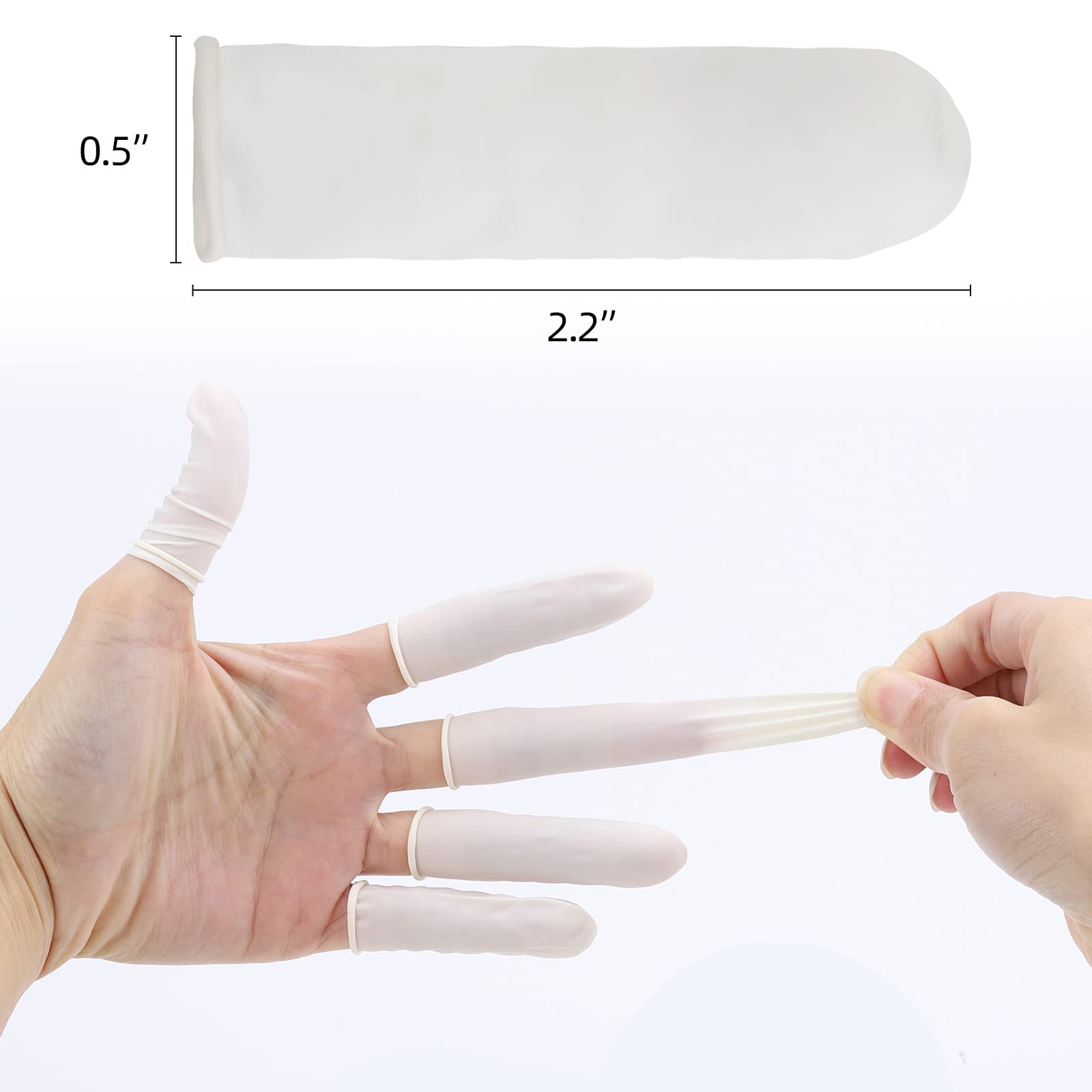 Finger Cots Small 300 Pcs Fingertips Protective Finger Cots White Disposable Finger Rubber Tips for Injured Finger,Cracked Finger,Sports